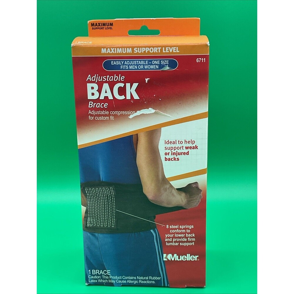 Mueller 6711 Adjustable Back Brace, Black, One Size